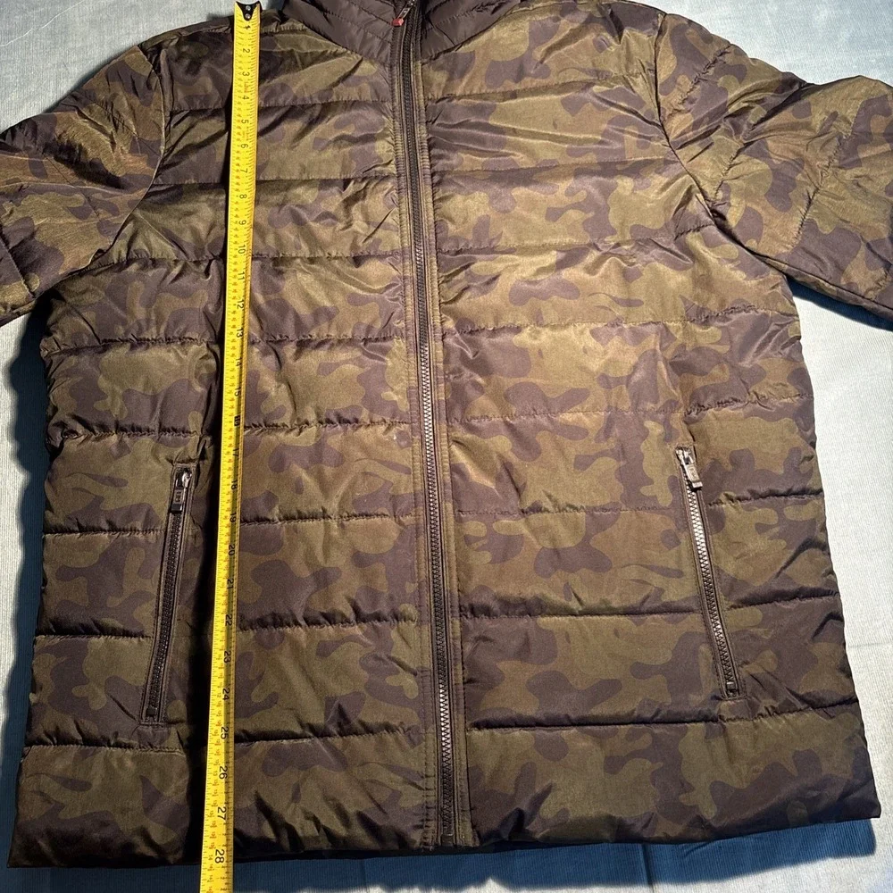 Weatherproof Mens Camo Puffer Jacket Green Camouflage Insulated Full Zip Large
